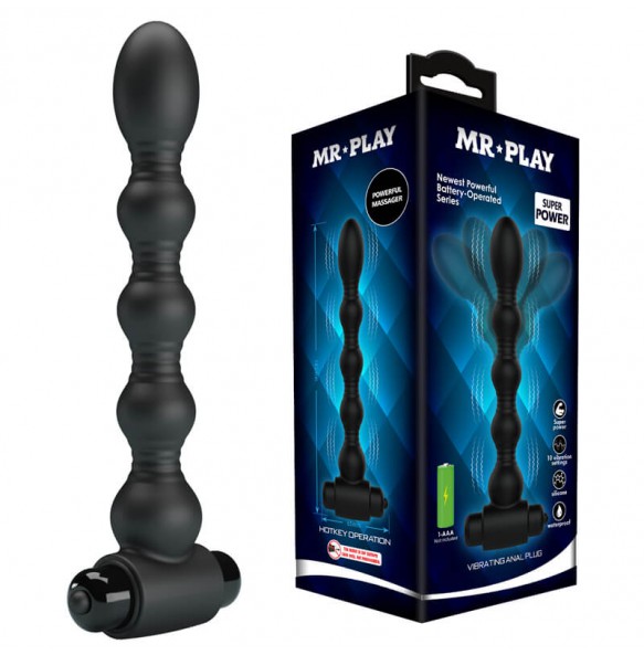 MR PLAY - LinEn Vibrating Anal Plug (Battery - Black)
